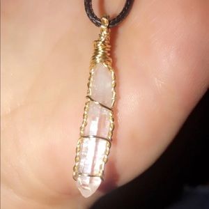 Handmade Wire Wrapped Clear Quartz Crystal Pendant
